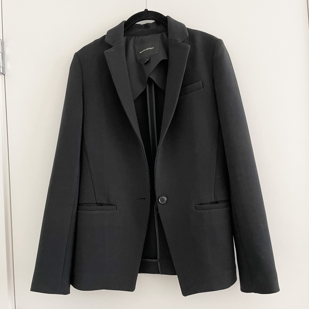 Classic black wool blazer | Banana Republic